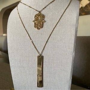 Express Hamsa Namaste gold plated necklace